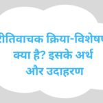 रीतिवाचक क्रिया-विशेषण क्या है? इसके अर्थ और उदाहरण रीतिवाचक क्रिया-विशेषण क्या है? इसके अर्थ और उदाहरण